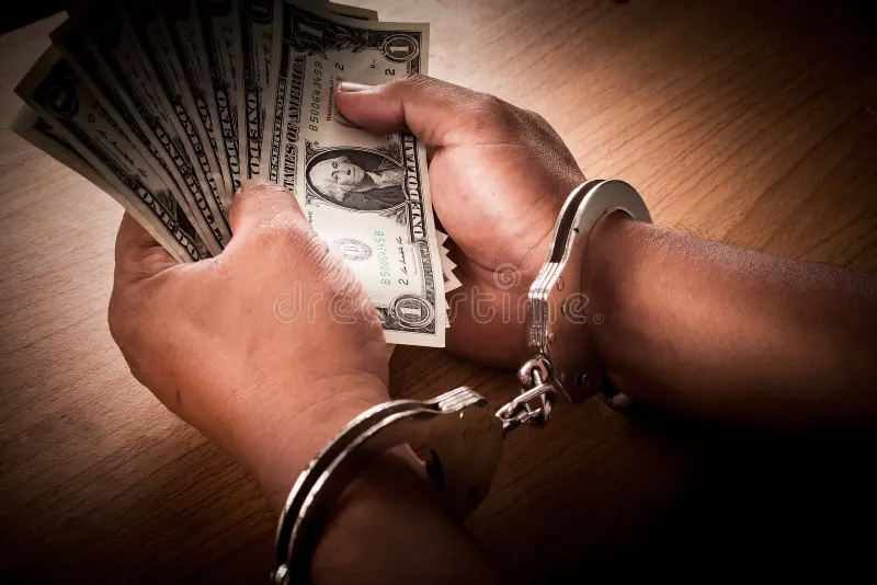 Wilmington Bail Bonds hand young man handcuffed hold money vintage 73900690